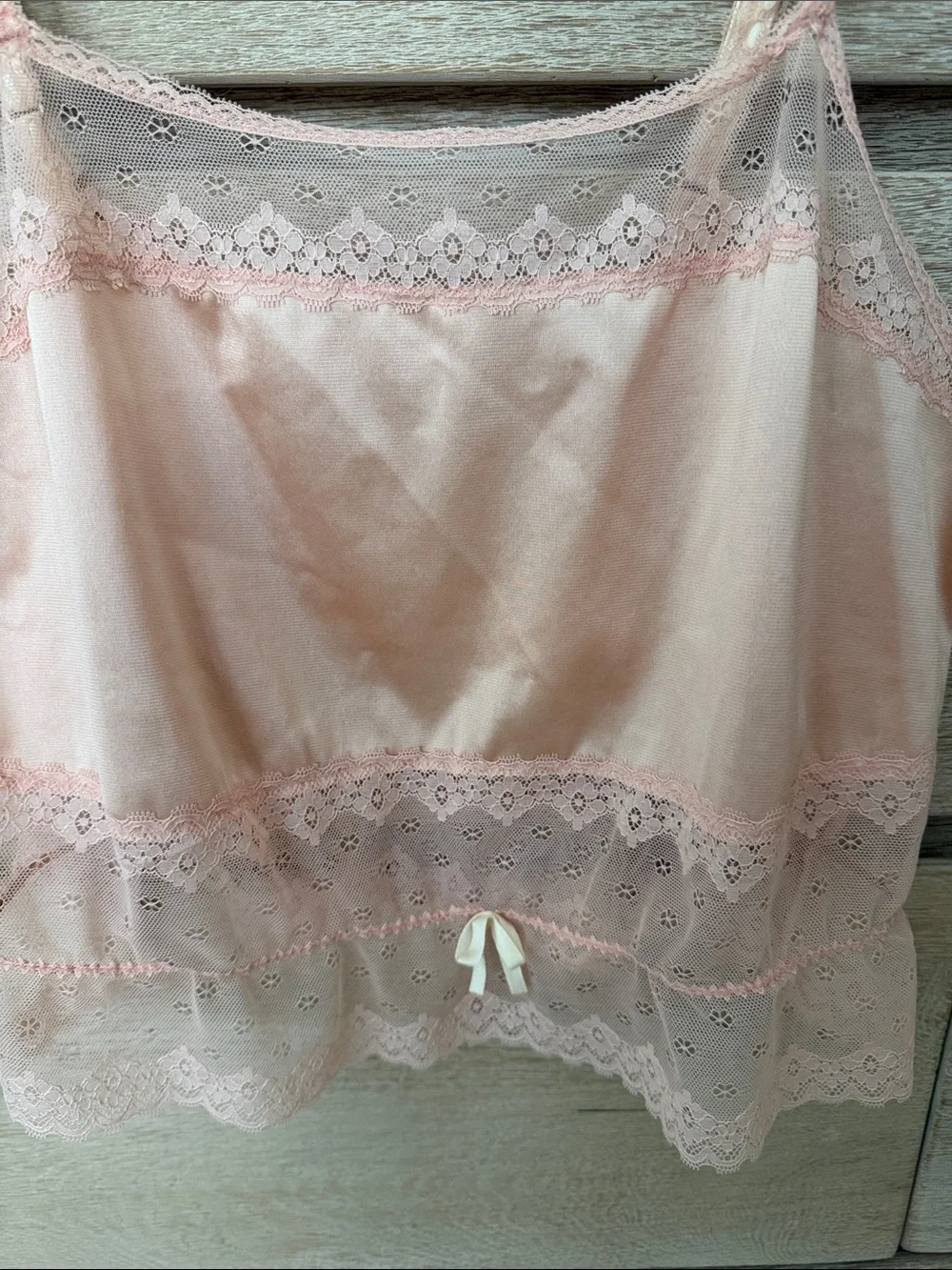Soft Vintage Pink Lace Trim Camisole Tank Top - Picture 2 of 4